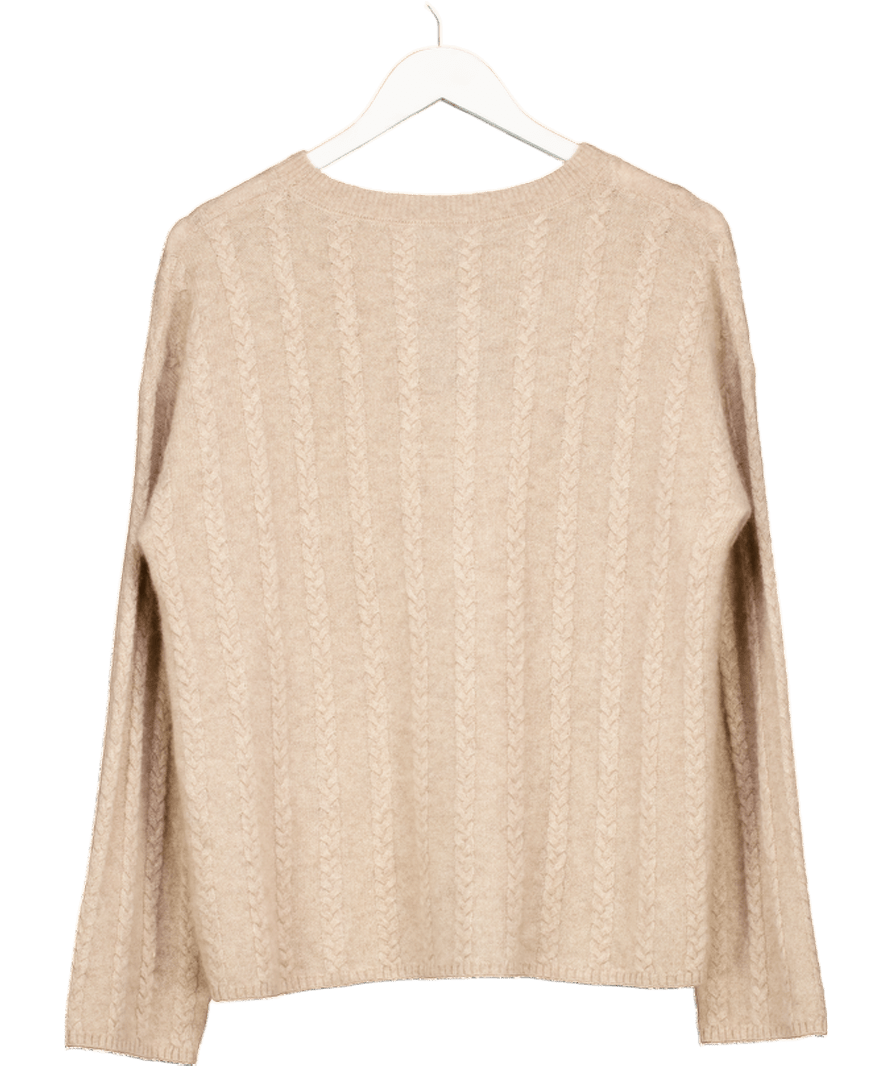 LILYSILK Beige Cable - knit Cashmere Jumper UK M - Reliked