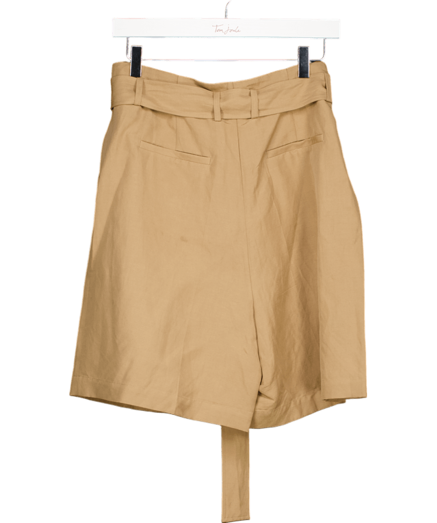 LilySilk Beige Chic Silk - linen Blend Bermuda Shorts UK 8 - Reliked