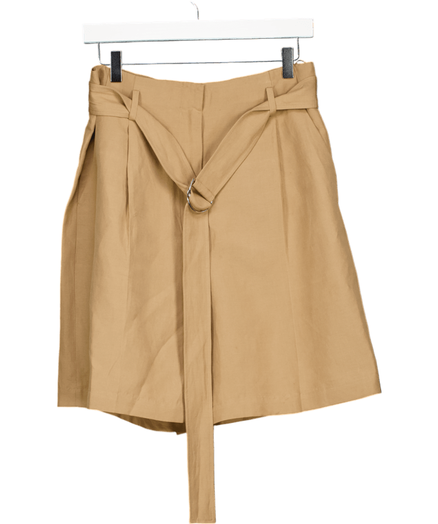 LilySilk Beige Chic Silk - linen Blend Bermuda Shorts UK 8 - Reliked