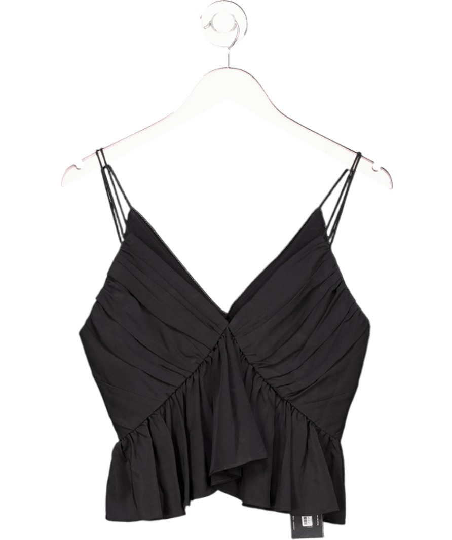 LilySilk Black Pleated 100% Silk Camisole UK 6 - Reliked