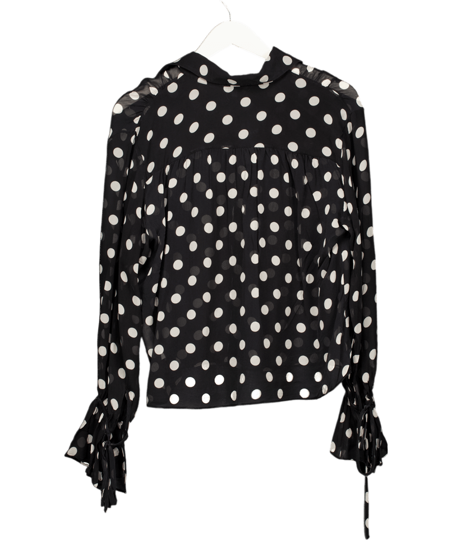 Lilysilk Black Polka Dots Georgette Blouse UK M - Reliked