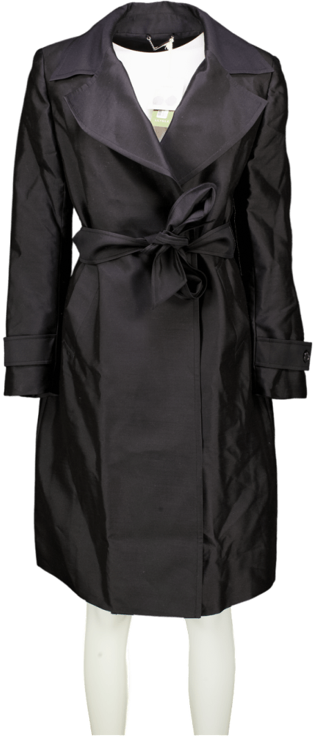 LilySilk Black Silk - wool Mixed Trenchcoat UK XS - Reliked