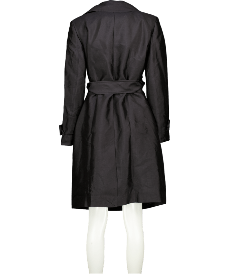 LilySilk Black Silk - wool Mixed Trenchcoat UK XS - Reliked