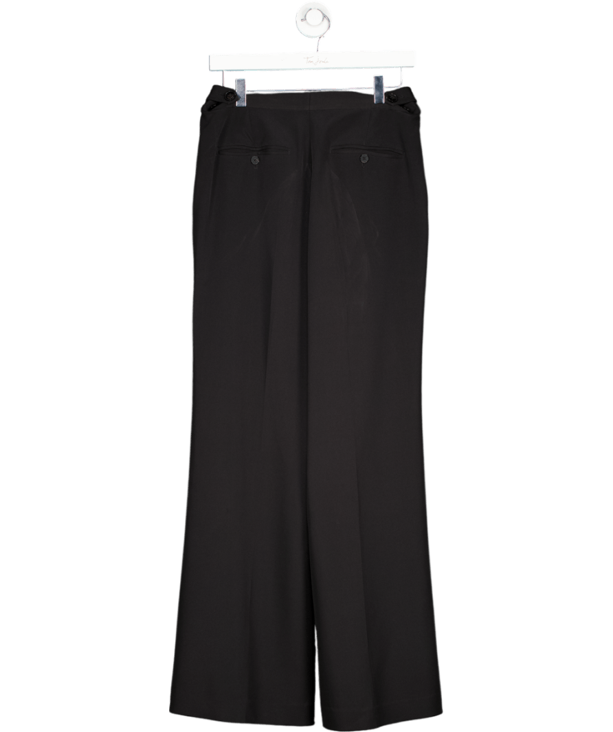 LilySilk Black Sretch Silk Seam Detail Pleated Adjustable Waistband Trousers UK 10 - Reliked