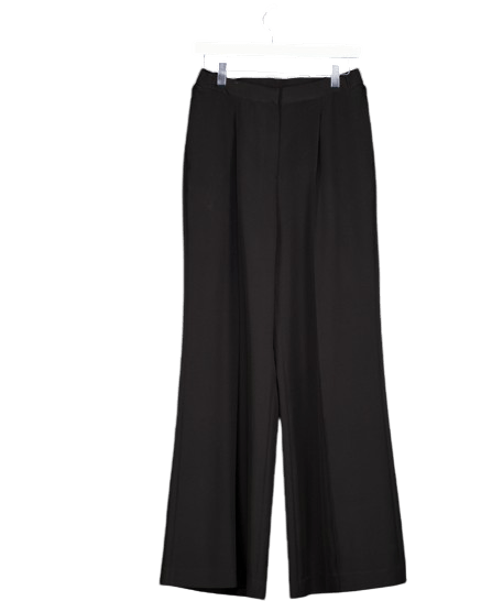 LilySilk Black Sretch Silk Seam Detail Pleated Adjustable Waistband Trousers UK 10 - Reliked
