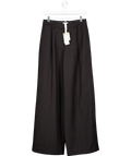 LilySilk Black Wool / Silk Blend Wide Leg Trousers UK 6 - Reliked