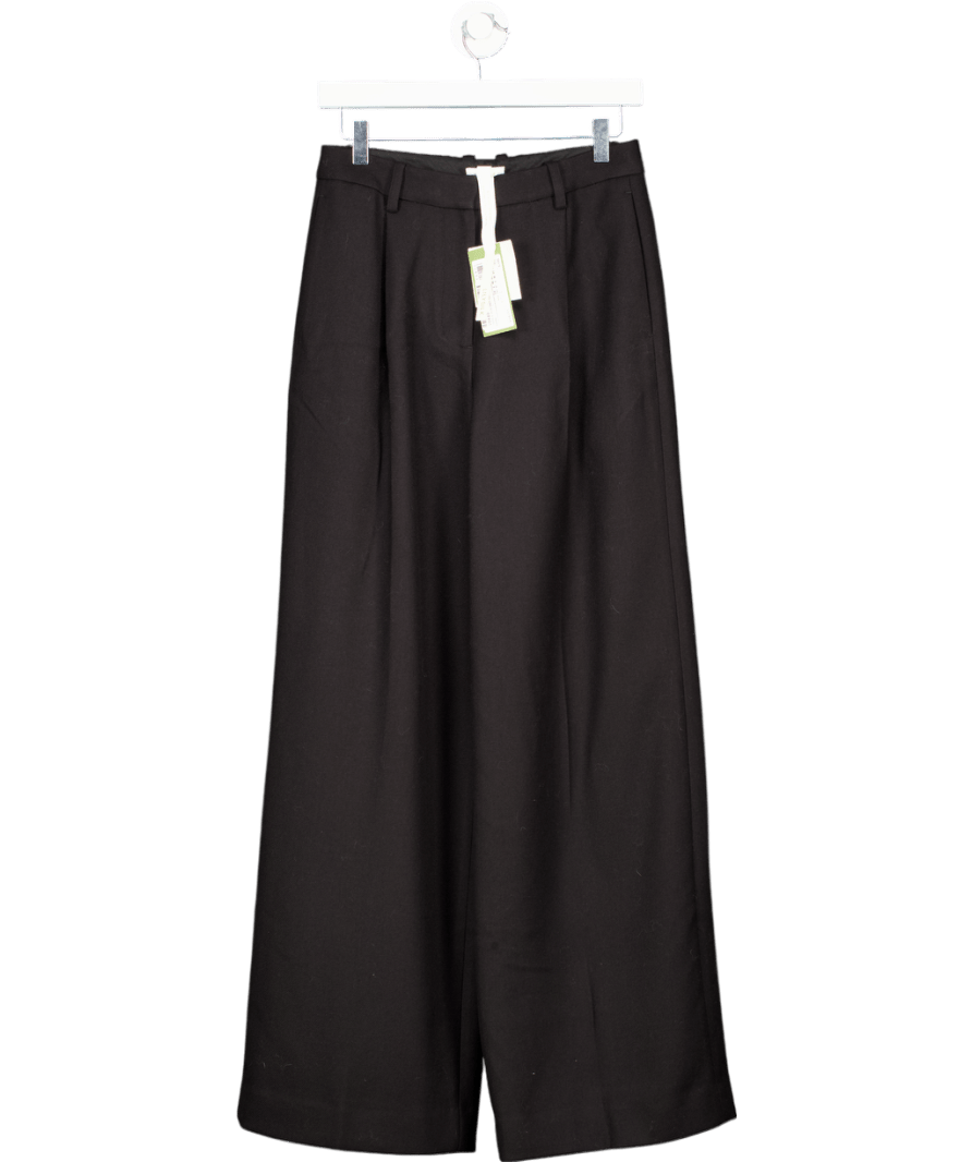 LilySilk Black Wool / Silk Blend Wide Leg Trousers UK 6 - Reliked