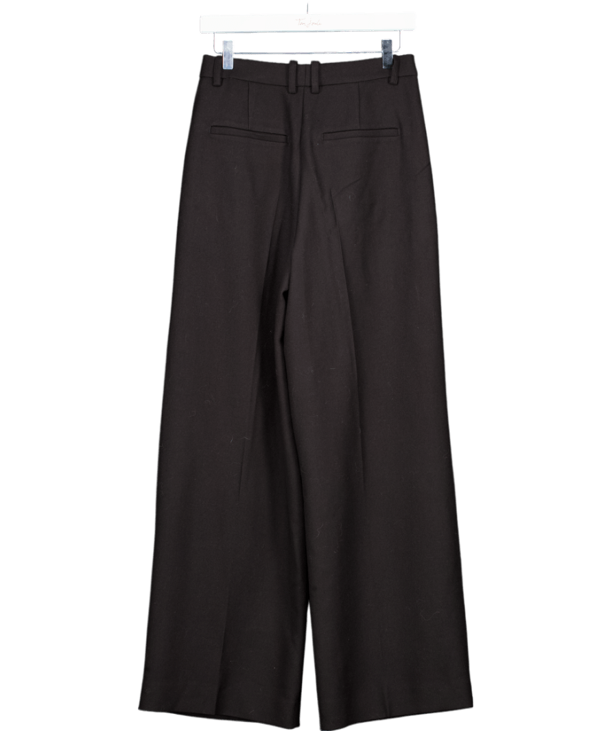 LilySilk Black Wool / Silk Blend Wide Leg Trousers UK 6 - Reliked