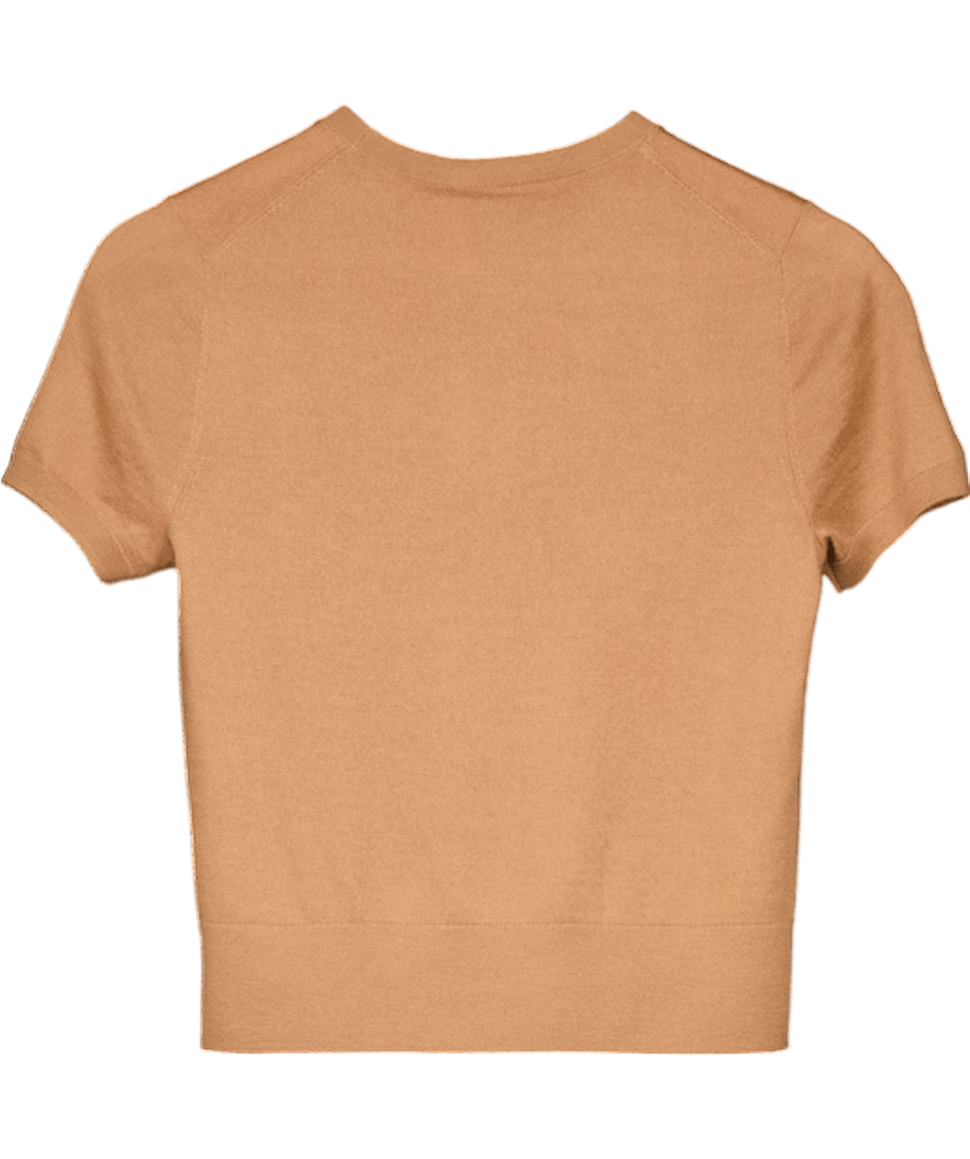 LilySilk Brown 100% Cashmere Knit Tee UK S - Reliked