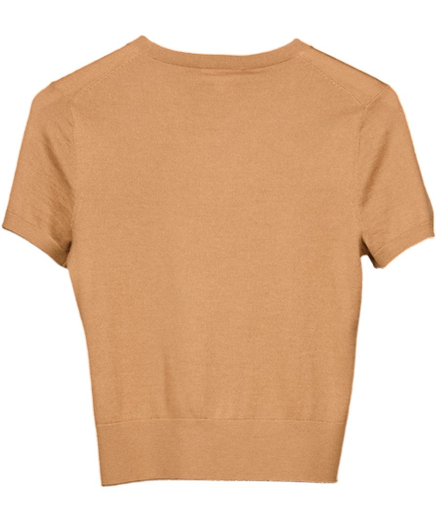 LilySilk Brown 100% Cashmere Knit Tee UK S - Reliked