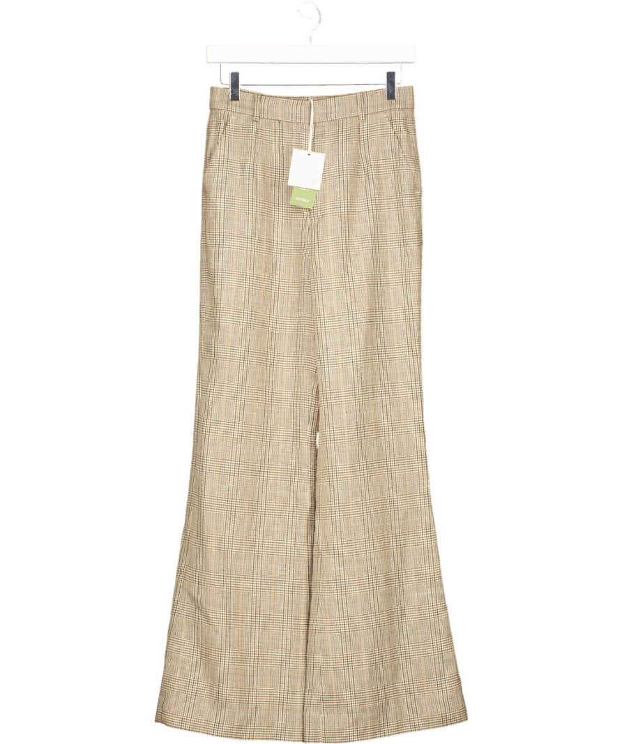 LilySilk Brown Check Sprezzatura Silk/wool Blend Urbane Trousers UK 6 - Reliked