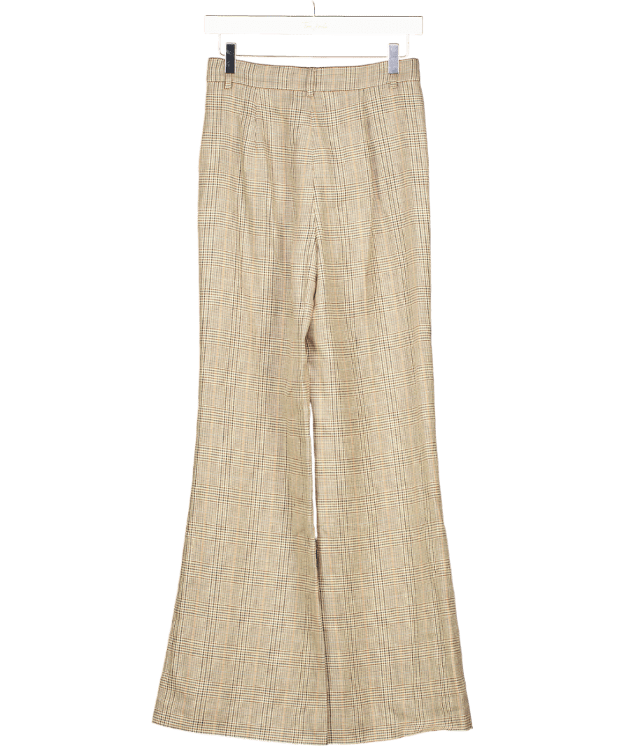 LilySilk Brown Check Sprezzatura Silk/wool Blend Urbane Trousers UK 6 - Reliked