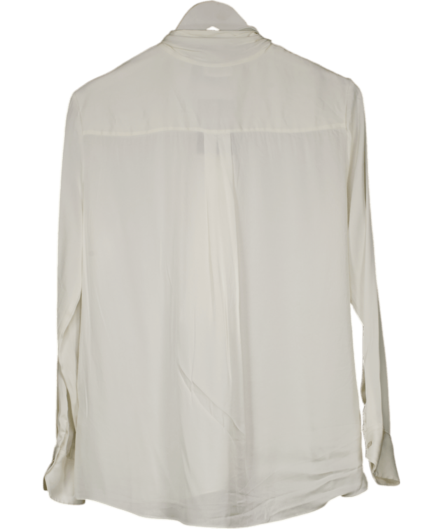 LilySilk Cream 100% Silk Pussy Bow Blouse UK M - Reliked