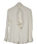 LilySilk Cream 100% Silk Pussy Bow Blouse UK M - Reliked