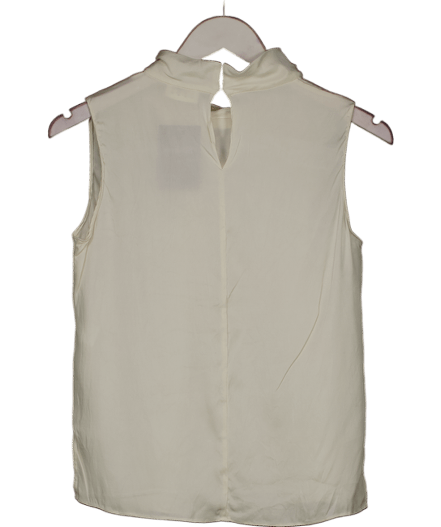 LilySilk Cream 100% Silk Sleeveless High Neck Top UK S - Reliked