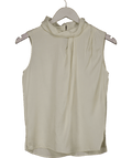 LilySilk Cream 100% Silk Sleeveless High Neck Top UK S - Reliked