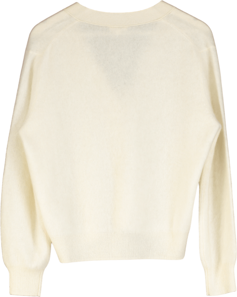 LILYSILK Cream Hestia 100% Cashmere V - neck Cardiga UK S - Reliked