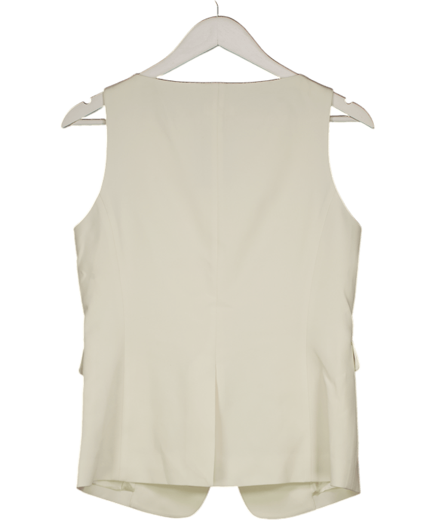 lilySilk Cream Sleeveless Button Up Silk Waistcoat Top UK 6 - Reliked