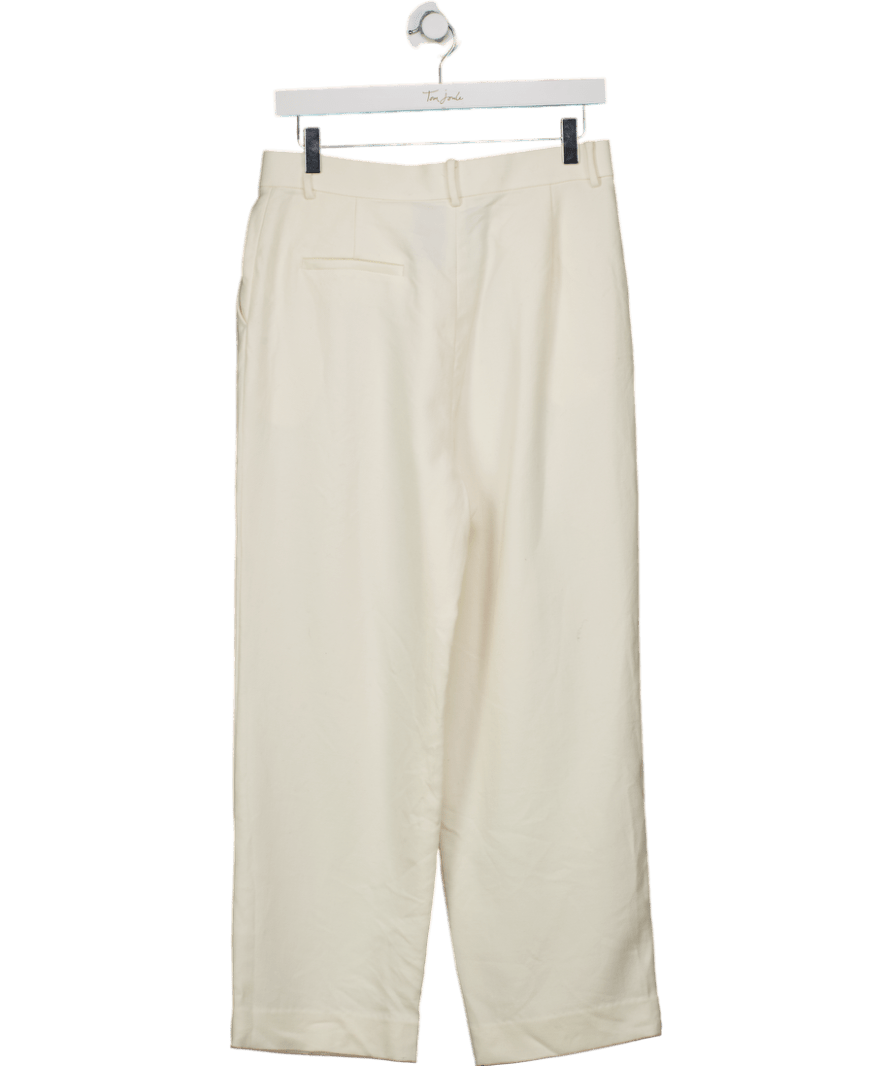 LilySilk Cream Wool / Silk Blend Medium Rise Business Trousers UK 10 - Reliked