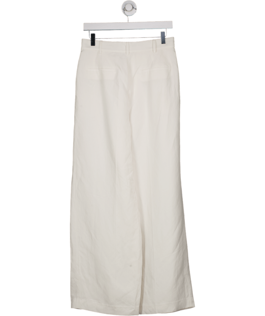 LilySilk Front - pleated Silk - linen Blend Trousers - Natural White UK 8 - Reliked