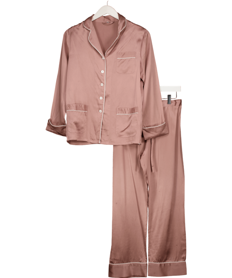 LilySilk Pink Chic Trimmed Women Silk Pajamas Set UK 8 - Reliked