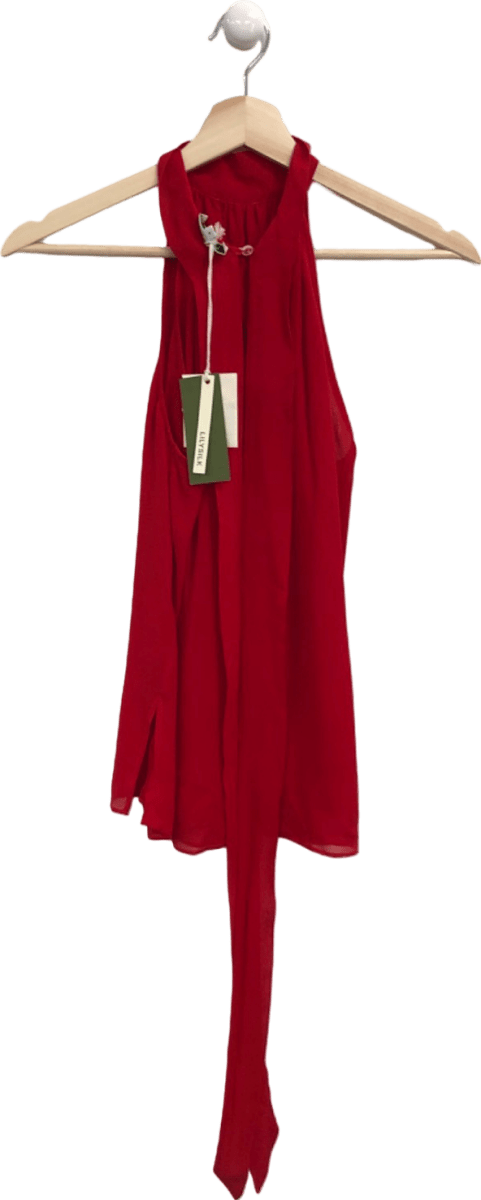 LILYSILK Red Sleeveless Blouse UK 4 - Reliked