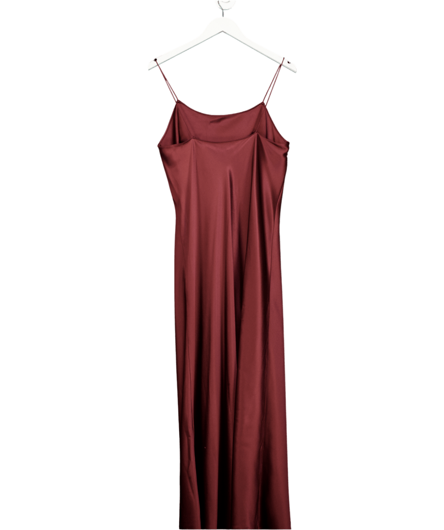 LilySilk U - neck Minimalist Double Faced Silk Satin Slip Dress - Pinot Noir UK M - Reliked