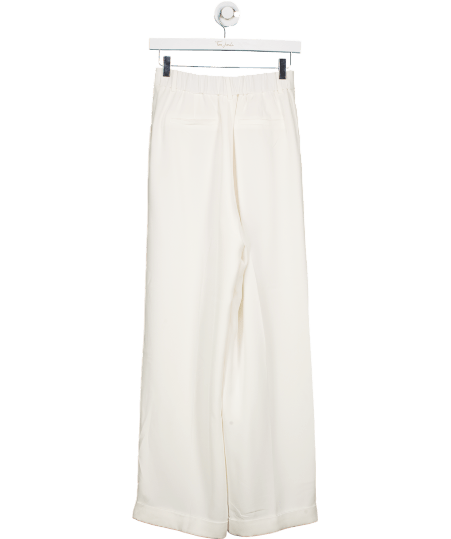 Lilysilk White 100% Mulberry Silk Line Straight Leg Pleated Trousers UK 6 - Reliked