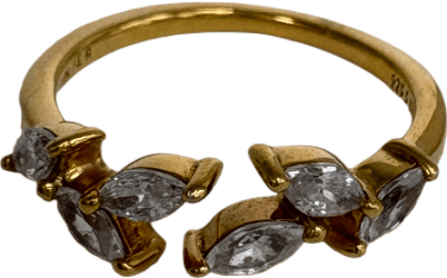 Linjer gold vermeil Ada Open Leaf Ring Size H - Reliked