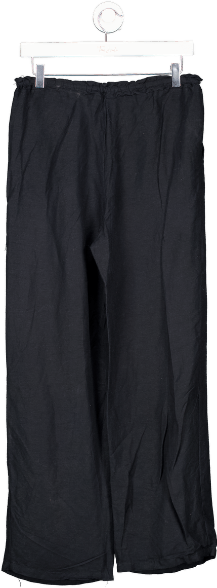 Lioness Black Linen Wide Leg Pants UK XS - Reliked