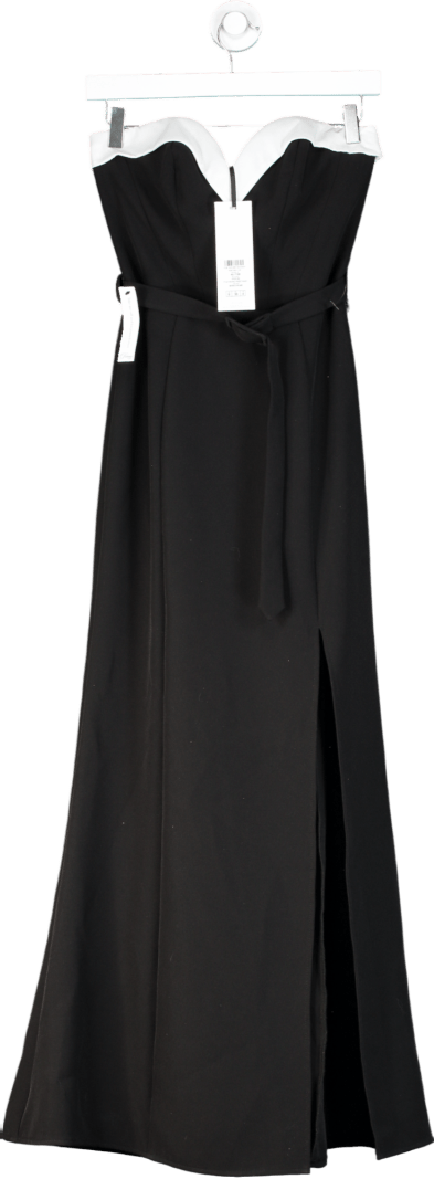 Lipsy Black Black/white Premium Strapless Bandeau Split Maxi Dress - Petite UK 8 - Reliked