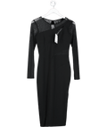 Lipsy Black Mesh Sleeve Asymmetric Maxi Dress UK 8 - Reliked
