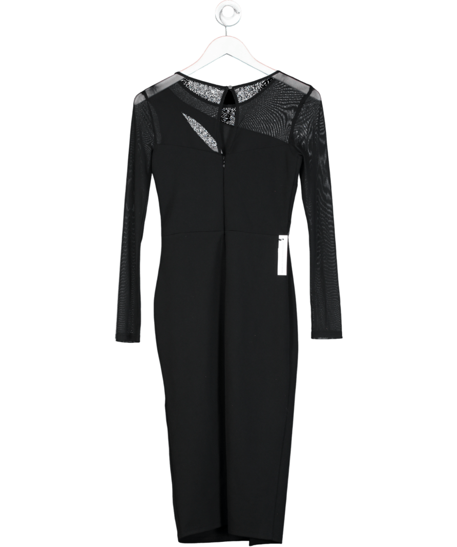 Lipsy Black Mesh Sleeve Asymmetric Maxi Dress UK 8 - Reliked