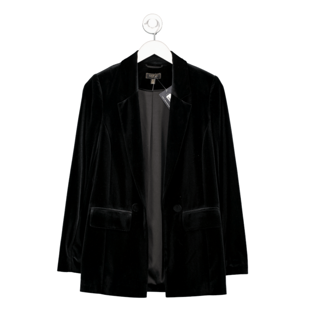 Lipsy Black Premium Cut Velvet Single Breasted Blazer UK 8 - Reliked