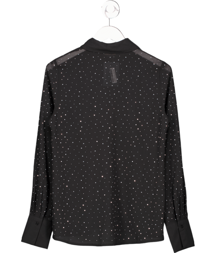 LIPSY Black Sheer Chiffon Embellished Shirt UK 8 - Reliked