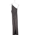 Lipsy Black / Silver One Shoulder Glitter Midi Dress UK 10 - Reliked