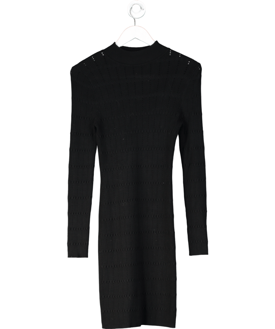 Lipsy Black Textured High Neck Long Sleeve Knitted Dress UK 8 - Reliked
