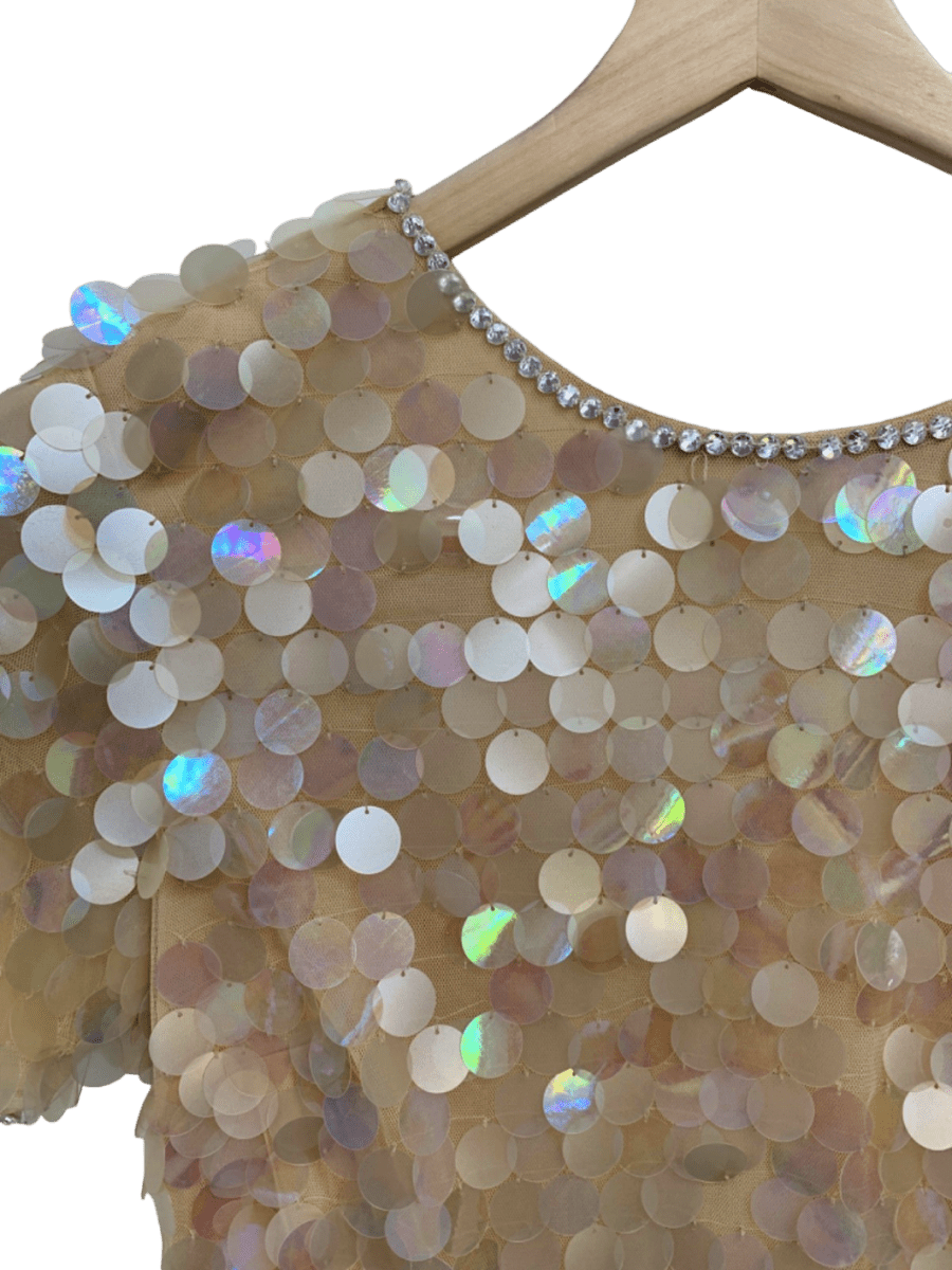 Lipsy Gold Sequin Embellished Mini Dress UK 8 - Reliked