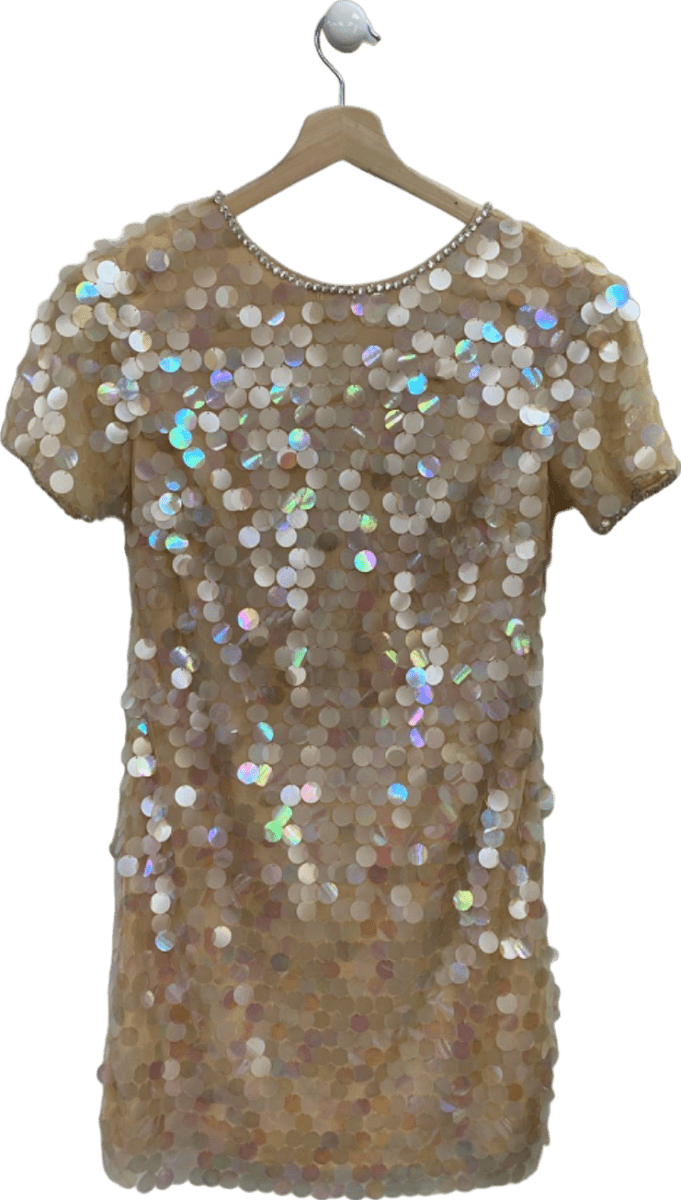Lipsy Gold Sequin Embellished Mini Dress UK 8 - Reliked