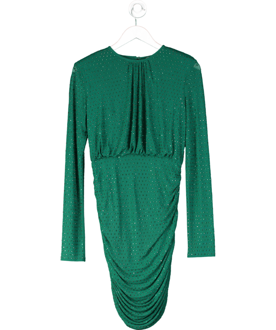 LIPSY Green Crystal Embellished Long Sleev Mini Dress UK 8 - Reliked