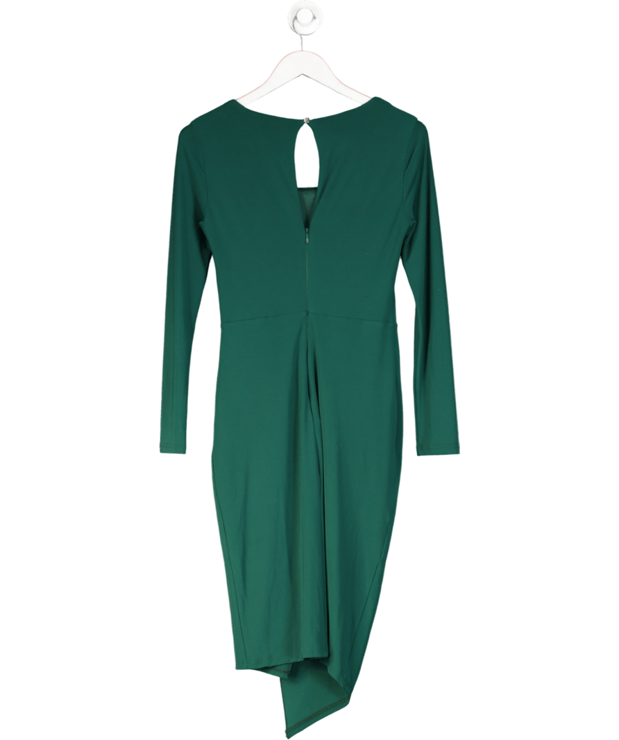 Lipsy Green Long Sleeve Ruched Knot Jersey Midi Dress With Split UK 8 - Reliked