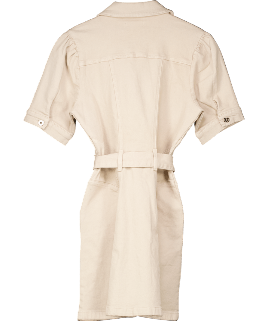 lipsy london Beige Denim Mini Shirt Dress UK 12 - Reliked