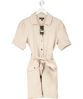 lipsy london Beige Denim Mini Shirt Dress UK 12 - Reliked