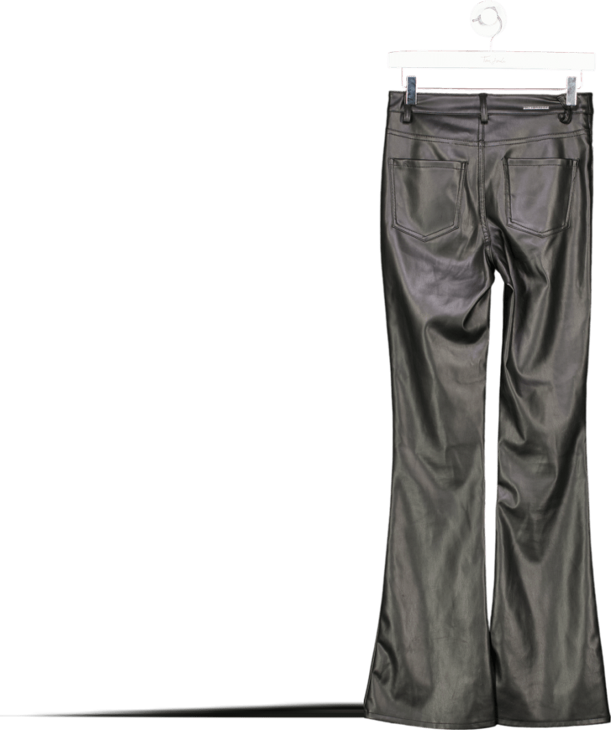 lipsy london Black Faux Leather Flare Trousers UK 8 - Reliked