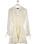 lipsy london Cream Ivory Petite Fit Dobby Ruffle Mini Dress UK 14 - Reliked