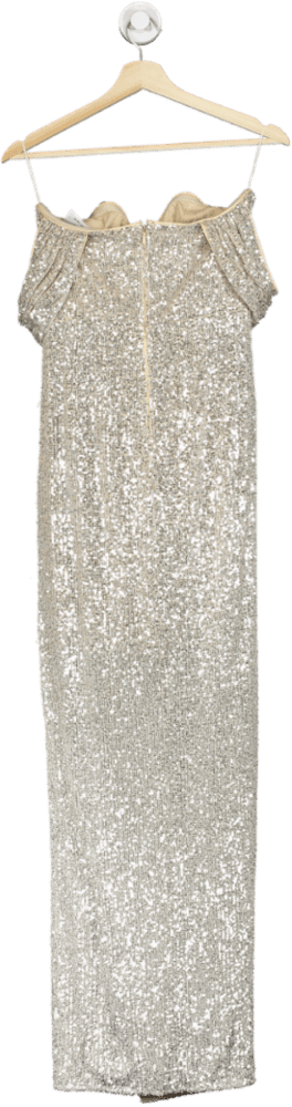 Lipsy London Gold Sequin Off - Shoulder Gown UK 10 - Reliked