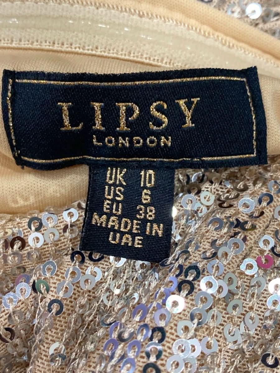 Lipsy London Gold Sequin Off - Shoulder Gown UK 10 - Reliked