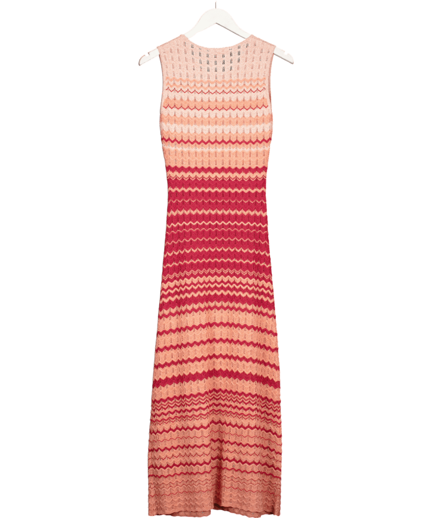 lipsy london Peach Pink Petite Summer Crochet Knitted Maxi Dress - Petite UK 8 - Reliked