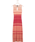 lipsy london Peach Pink Petite Summer Crochet Knitted Maxi Dress - Petite UK 8 - Reliked