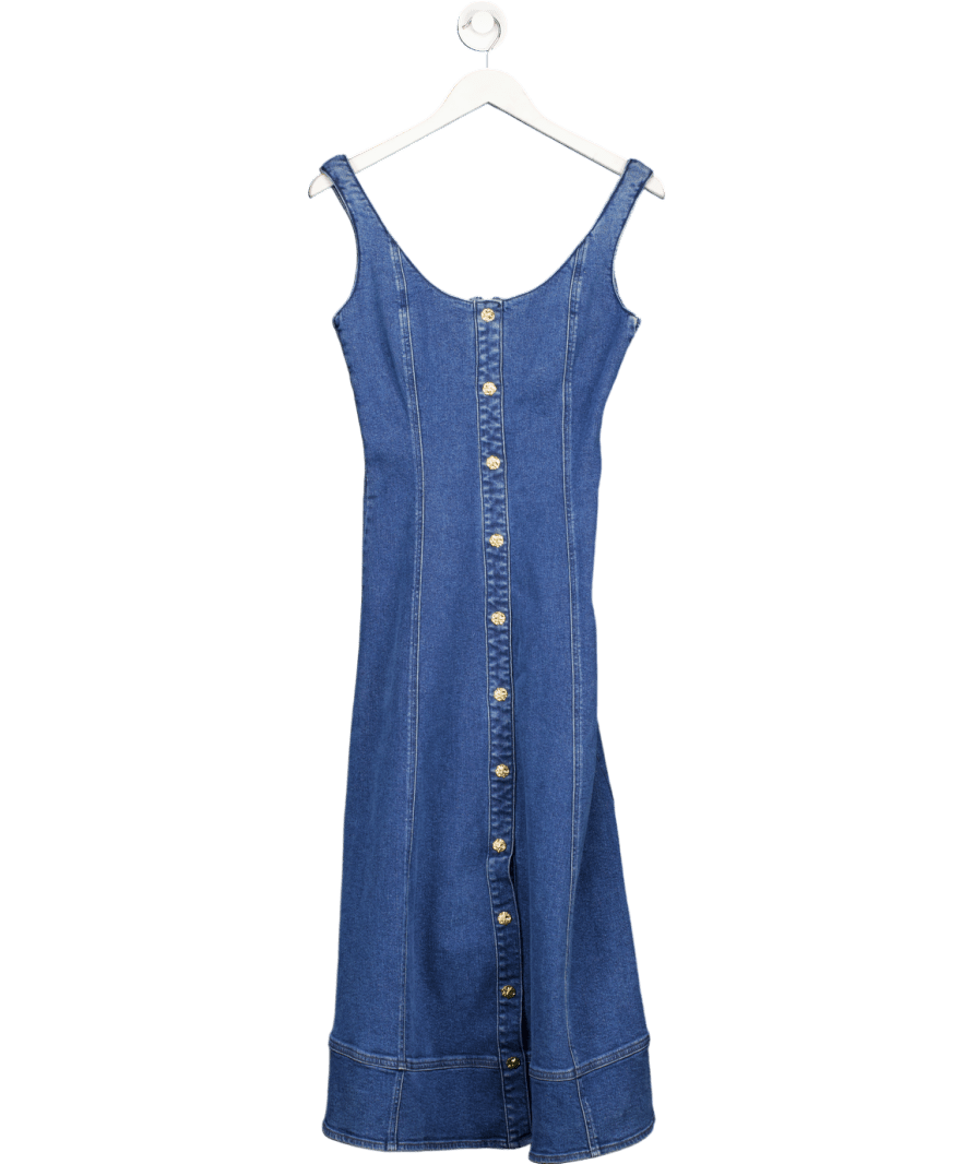 Lipsy Mid Wash Blue Strappy Denim Midi Dress UK 10 - Reliked